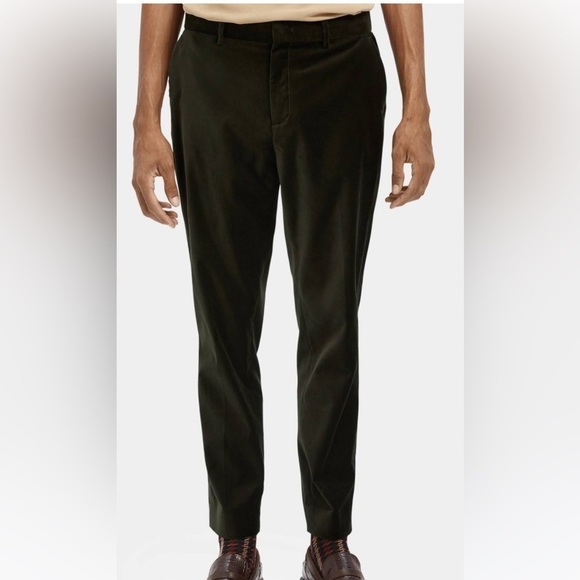 Scotch & Soda FAVE regular tapered fit Sz 36 x28 Stretch Velvet dark green pants - Picture 1 of 8